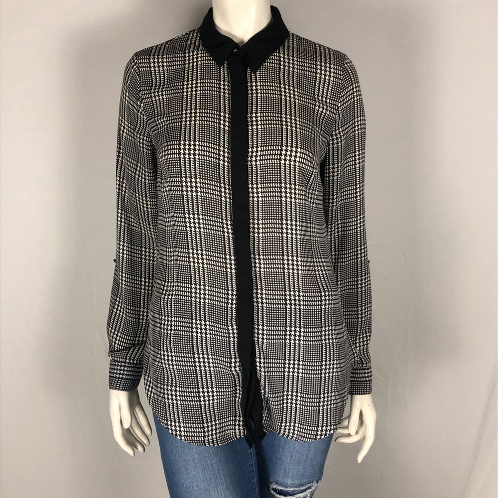 🖤 Dynamite Black & White Lace Houndstooth Blouse | Size Small 🖤